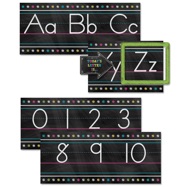 Teacher Created Resources Chalkboard Brights Alphabet Line Bulletin Board Set TCR5621